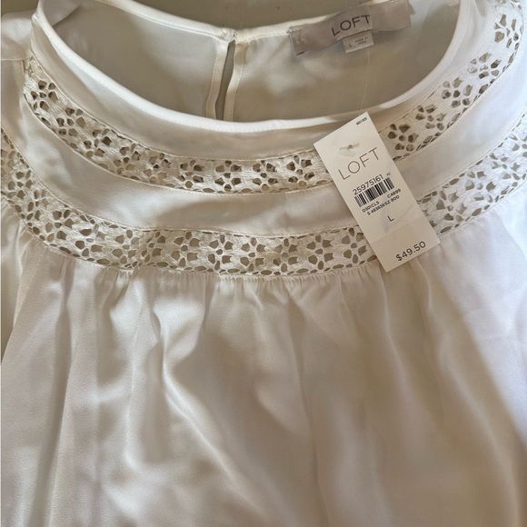 Loft Outlet Size Large Long Sleeve Cream Top NWT - Picture 3 of 5